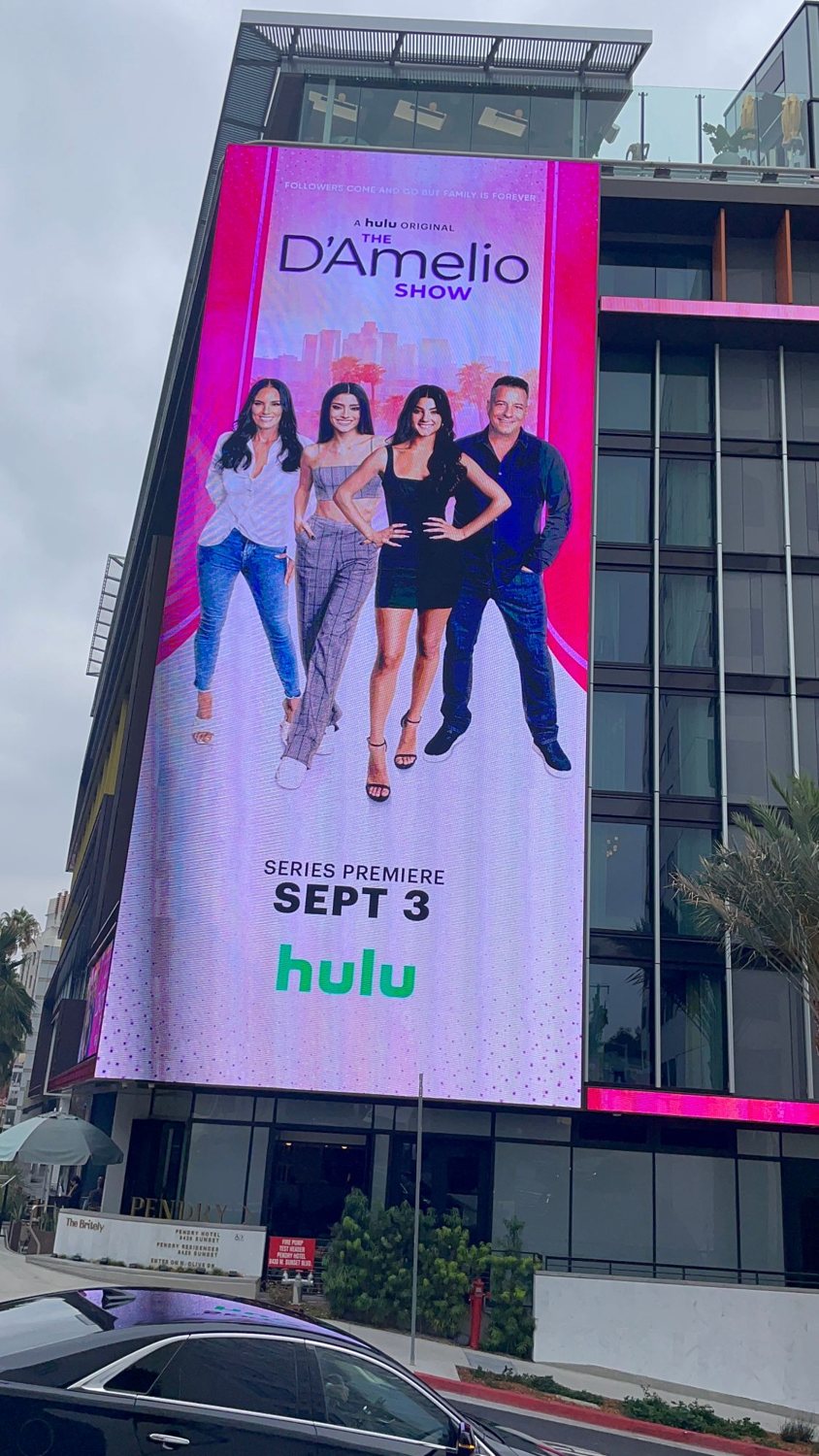 The D’Amelio Show premiere billboard on Sunset Boulevard